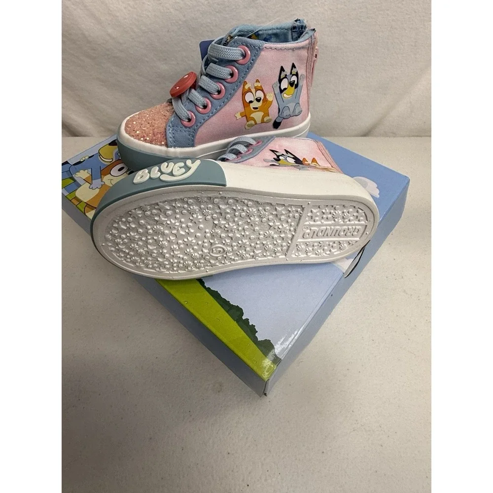New Bluey Toddler Size 5 Girls' High Top Shoes Glitter Super Cute